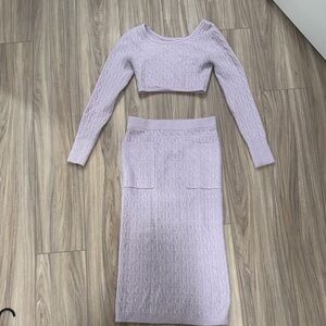 Lilac Cable Knit Midi Skirt - Women's